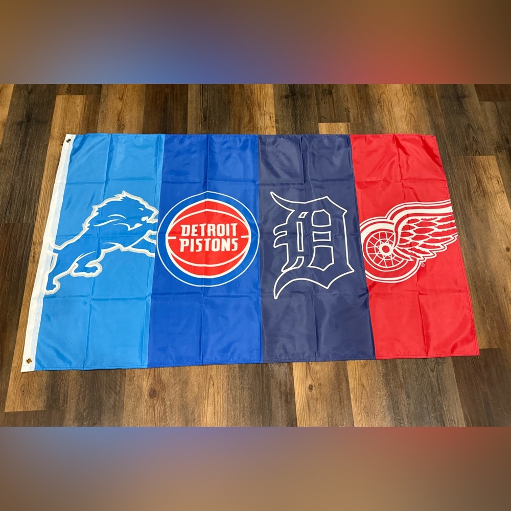 Detroit Tigers flag 3x5 feet double sided red wings pistons lions banner